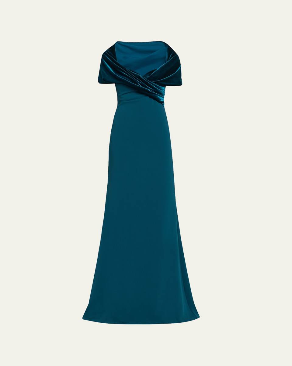 A-Line Sweetheart Gown with Velvet Cape